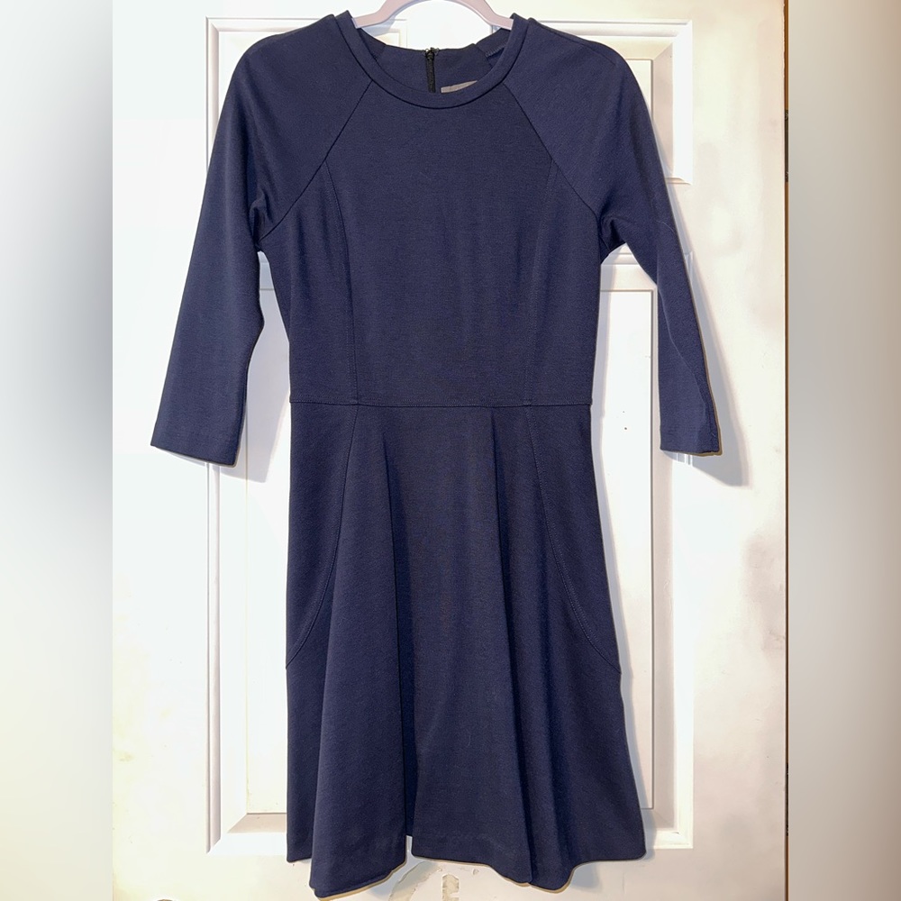 Fit and Flare Navy Detailed Dress